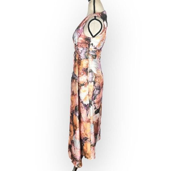 Kay Unger Lani Midi Dress Women's 0 Pink Floral A-Line Sleeveless NWT - Picture 4 of 13